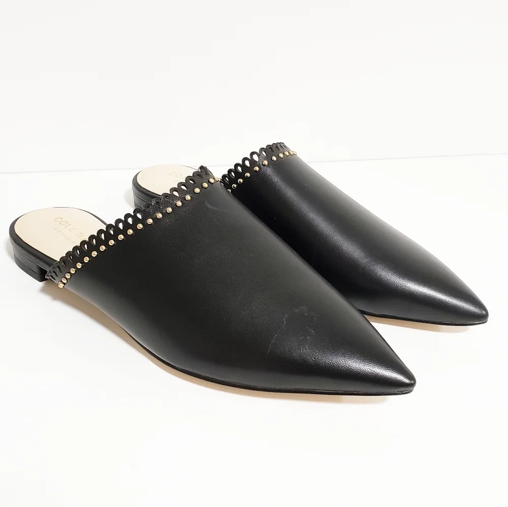 NWOB COLE HAAN Raelyn Leather Black Mules - Picture 1 of 7